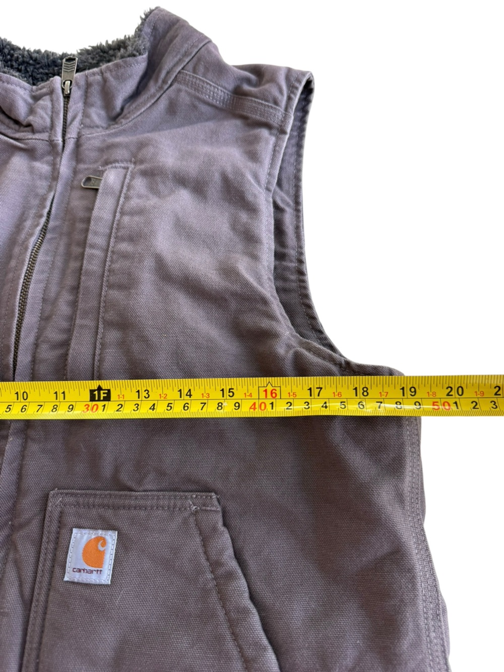Carhartt Women’s Sherpa Lined Washed Duck Mock Neck Vest Brown S - Picture 5 of 6